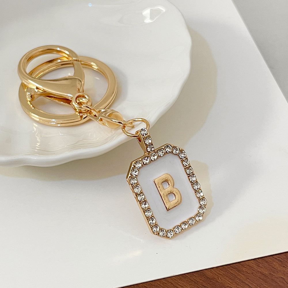 Wholesale 26 Letters Diamond-drip Oil Key Chain